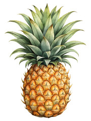 A Watercolor pineapple on a transparent background.