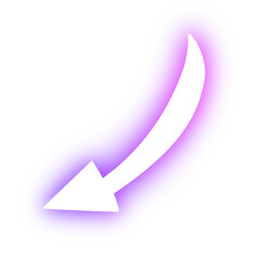 Neon purple curved arrow sign design element