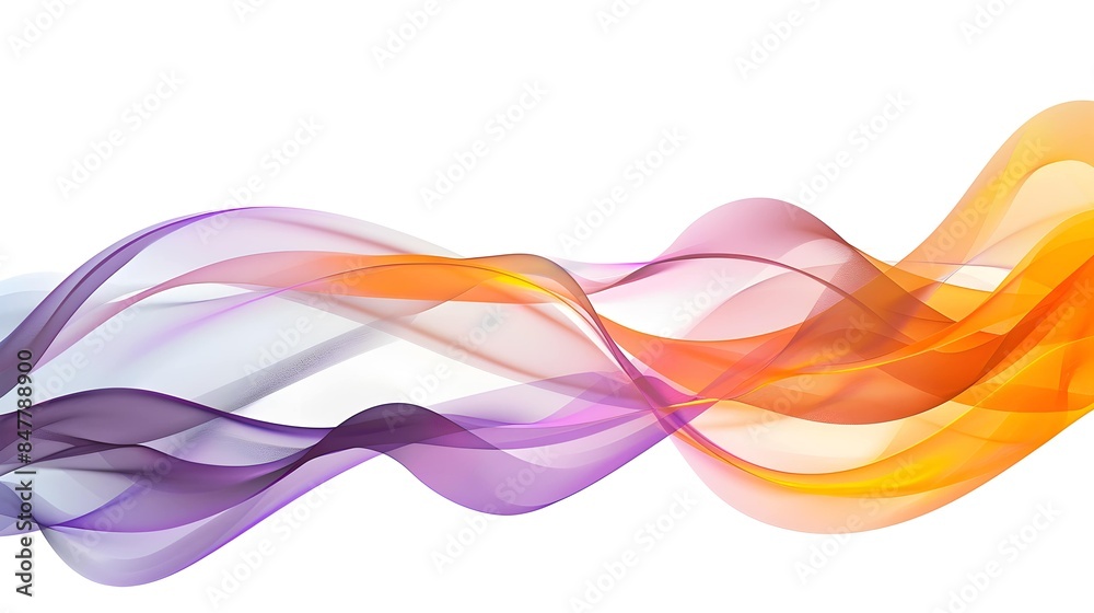 Wall mural abstract wave motion futuristic purple and orange design white background banner