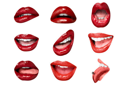PNG red lips expression flirty Valentine&rsquo;s day collection