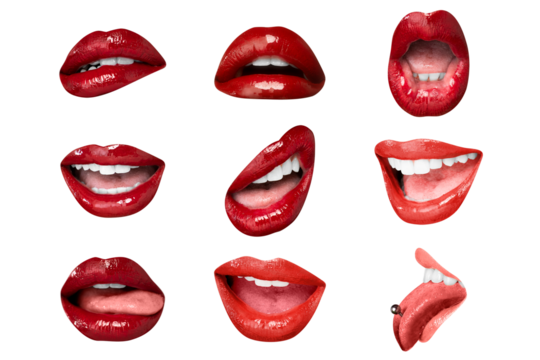 PNG red lips expression flirty Valentine’s day collection