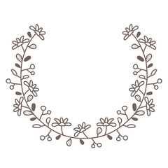 Floral logo element png, brown botanical illustration in transparent background