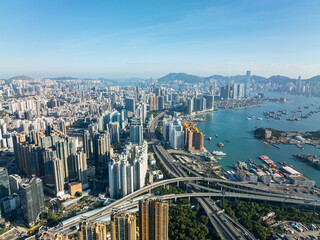 Top view of Hong Kong city