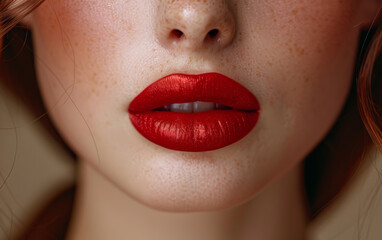 Naklejka premium Generative ai illustration of a red llipstick ready for make up