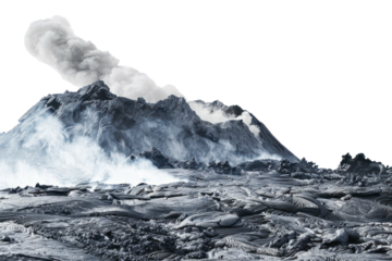 Volcanoes Isolated On Transparent Background,Magma And Black Stone, Realistic Volcanic Environment