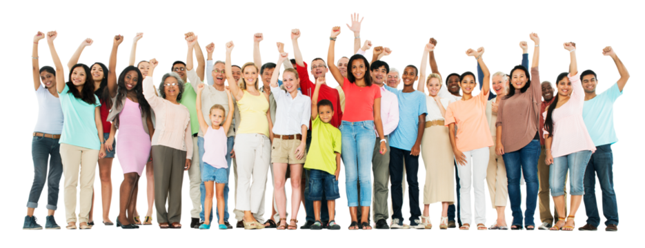 Cheering png diverse people sticker, transparent background - Powered by Adobe