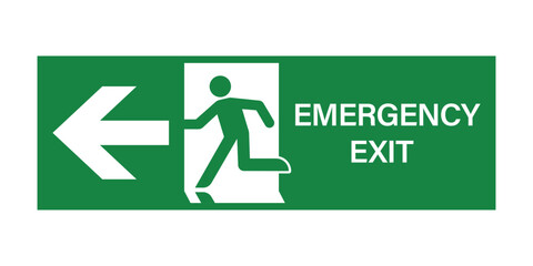 Exit Sign. Fire Exit Sign. Emergency Fire Exit Sign. Vector Illustration Isolated on White Background.