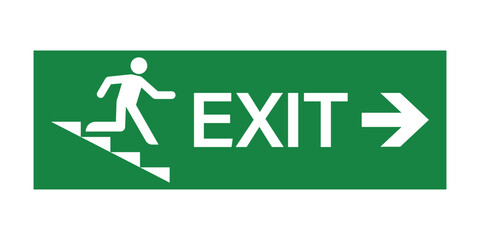 Exit Sign. Fire Exit Sign. Emergency Fire Exit Sign. Vector Illustration Isolated on White Background.