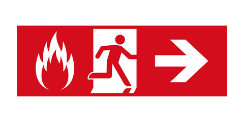 Exit Sign. Fire Exit Sign. Emergency Fire Exit Sign. Vector Illustration Isolated on White Background.