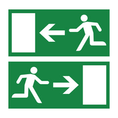 Exit Sign. Fire Exit Sign. Emergency Fire Exit Sign. Vector Illustration Isolated on White Background.