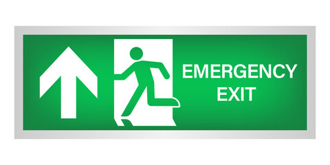 Exit Sign. Fire Exit Sign. Emergency Fire Exit Sign. Vector Illustration Isolated on White Background.