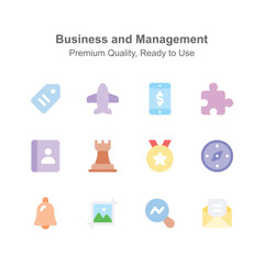 Take a look at this amazing business and management icons set