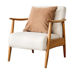 PNG Linen cushion on a chair, collage element, transparent background