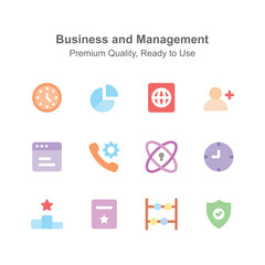 Get this creative icons set of business and management up for premium use