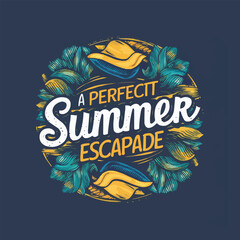 Summer retro tshirt design with waves vector illustration