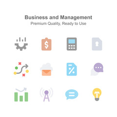 Business and management icons set up for premium use