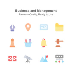 Business and management icons in modern design style