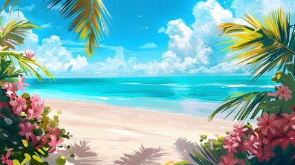 View on the beach with white sand Generative Ai