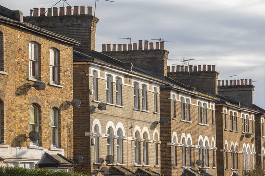 Row of terraced houses in Crouch End in London, England