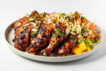 Tender BBQ Jerk Chicken with Zesty Caribbean Slaw