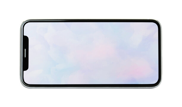 Black cellphone with pastel wallpaper transparent png