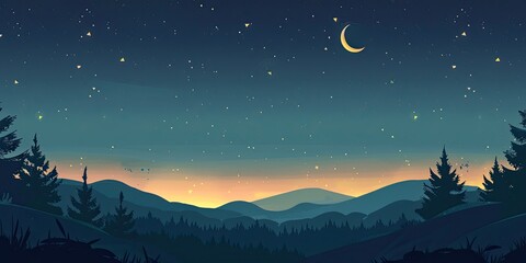 Fototapeta premium a image of a night sky with a crescent and stars