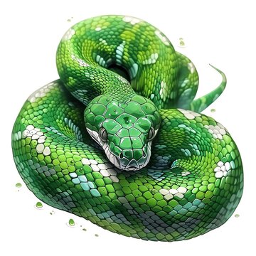 recommend clip art: A snake clipart, animal element, vector illustration, green, isolated on white background