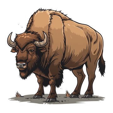 recommend clip art: A buffalo clipart, animal element, vector illustration, brown, isolated on white background