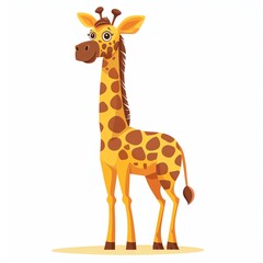 A giraffe clipart, animal element, vector illustration, yellow and brown, isolated on white background