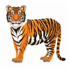 Fototapeta premium A tiger clipart, animal element, vector illustration, orange and black, isolated on white background