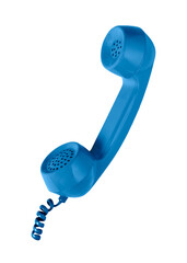 Retro blue corded phone sticker design element