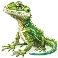 Obraz premium A lizard clipart, animal element, vector illustration, green, isolated on white background