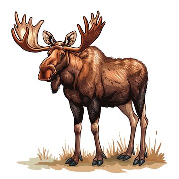 recommend clip art: A moose clipart, animal element, brown, isolated on white background