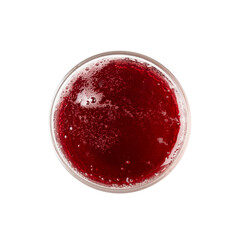 Berry beer isolated, red ale, sweet alcohol drink, craft beer with fruit juice on white