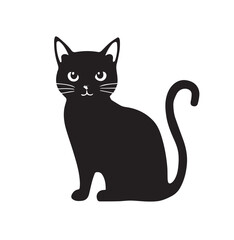 a cute cat and silhouette vector art illustration