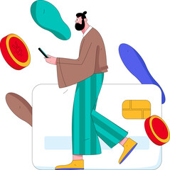 Internet financial management investment flat vector concept operation hand drawn illustration
