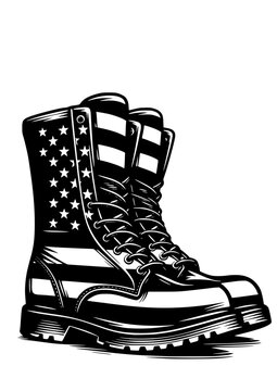 American military shoes SVG, Soldier SVG, Shoes SVG, USA Flag SVG, 4th of July SVG, Veteran USA SVG, Gun SVG, Shoes Silhouette, Vector, Clipart, Cut file for Cricut SVG, JPG, PNG