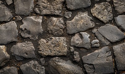 Obraz premium cracked and charred stones on ancient Roman road