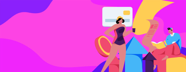 Internet financial management investment flat vector concept operation hand drawn illustration
