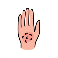 Bites stings line color icon. Household injuries sign for web page