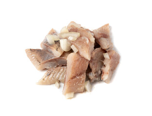 Dutch herring isolated, salted fish meat fillet, traditional maatjes, raw atlantic herring, matias
