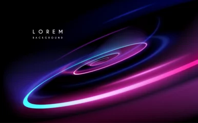 Velours gordijnen Abstract neon light spiral effect on black background © d1sk
