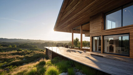 Fototapeta premium Eco-Friendly Homes in the vast wilderness 