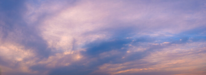 Beautiful sky sunset with red clouds on blue background