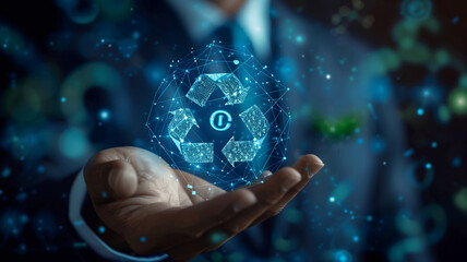 Businessman touching CSR global technological Networking