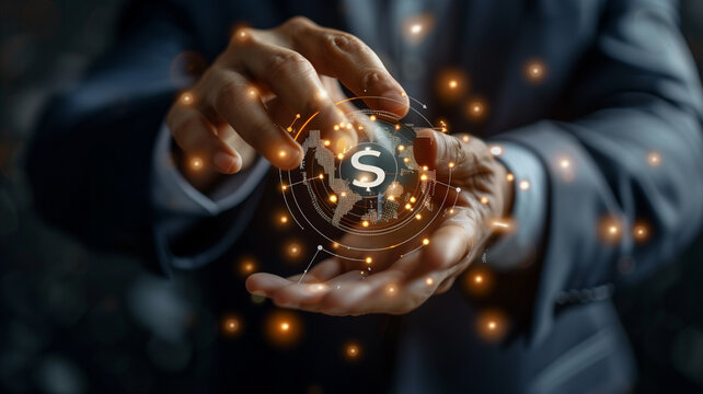 Businessman touching CSR global technological Networking