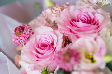Beautiful pink flower bouquet with rose
