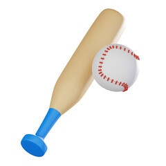 Baseball Bat and Ball for Sports Enthusiasts. 3D Render