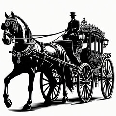Naklejka premium A silhouette illustration of a horse-drawn carriage