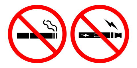 No smoking no vaping prohibition sign set isolated on white background vector